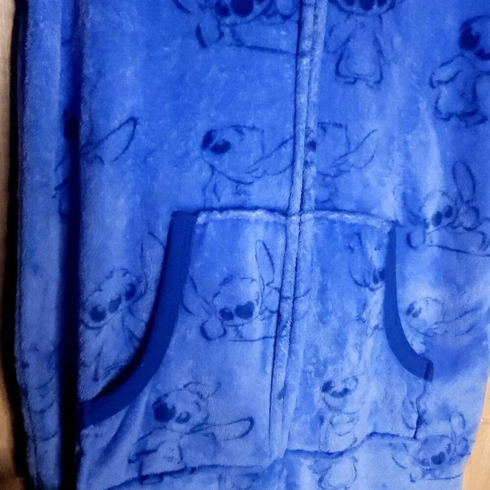 Disney Lilo & Stitch Blue Adult One Piece Pajamas Medium - Picture 6 of 8